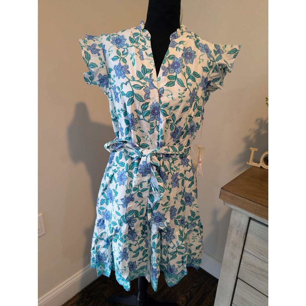 Calypso St. Barth Floral Cotton Ruffle Dress NWT